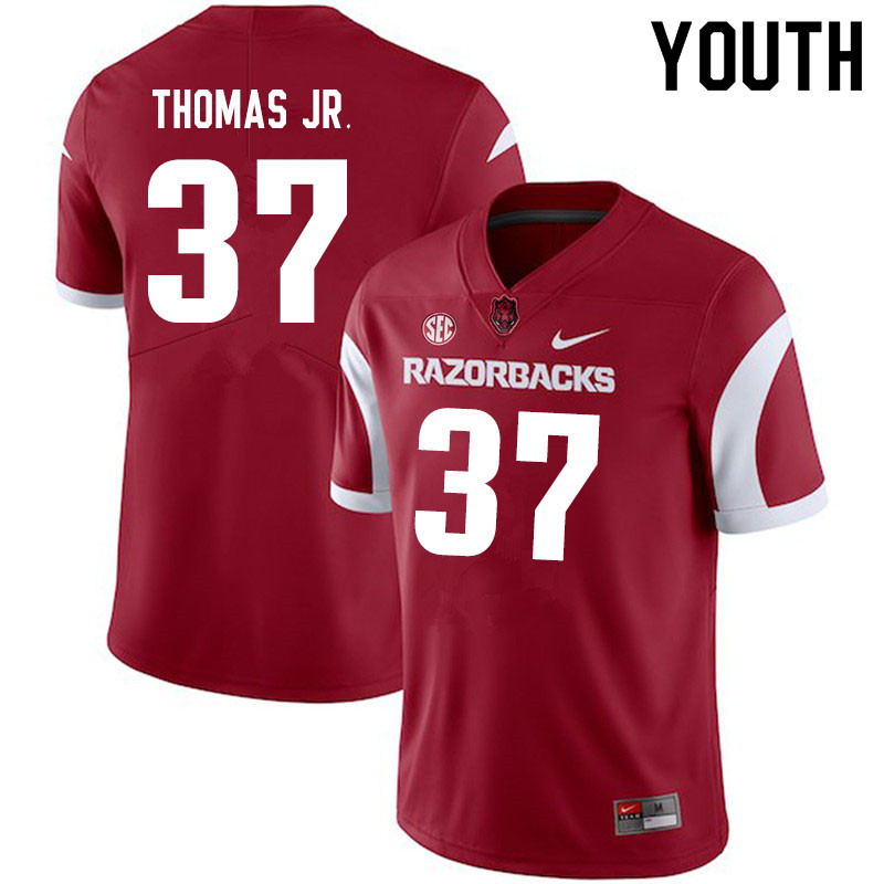 Youth #37 Eric Thomas Jr. Arkansas Razorbacks College Football Jerseys Sale-Cardinal